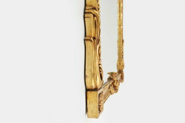 photo for sale Gilted Carved Wooden Wall Mirror, Belgiums 1950s