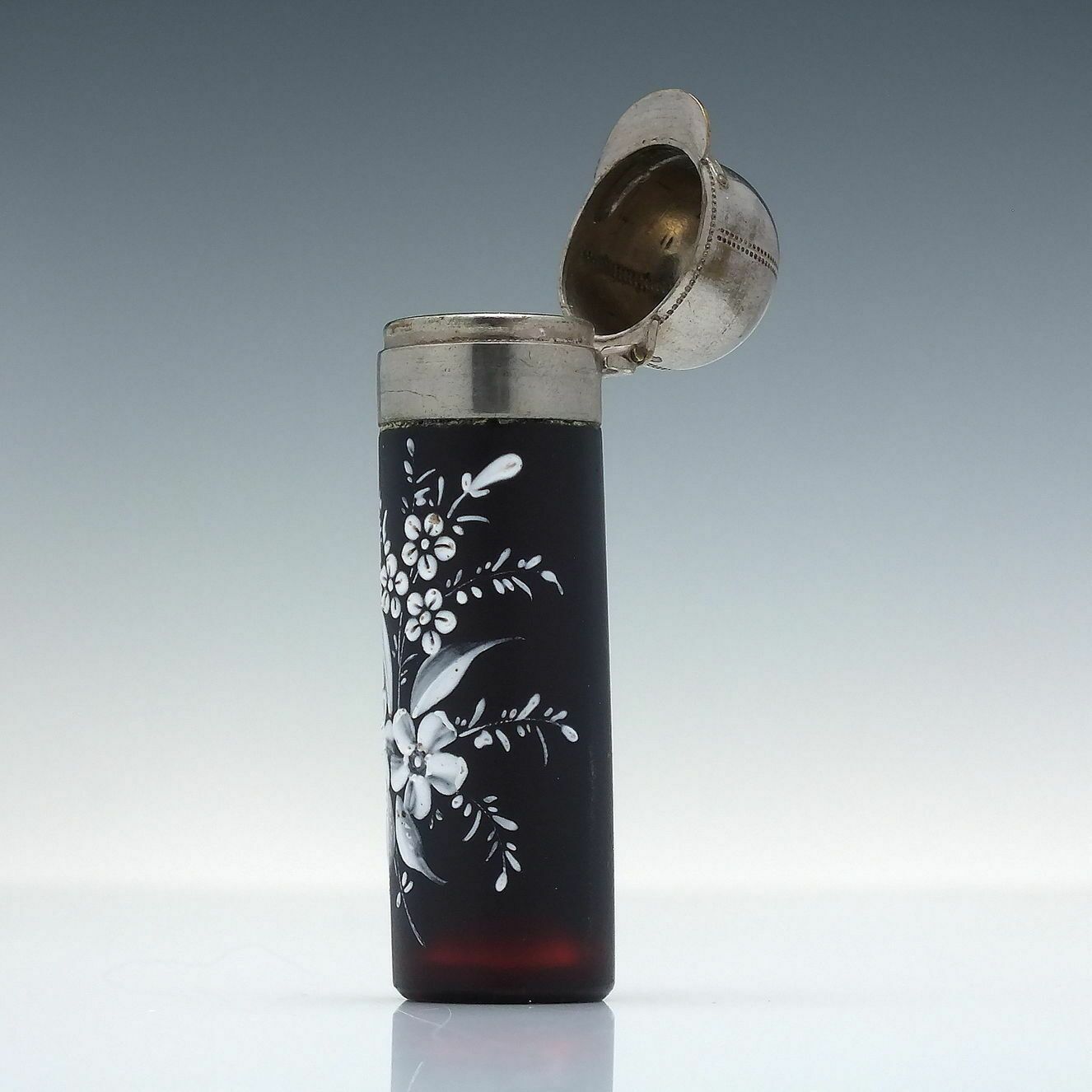 Victorian Cranberry Enamelled Glass Perfume Bottle C1880 photo furniture