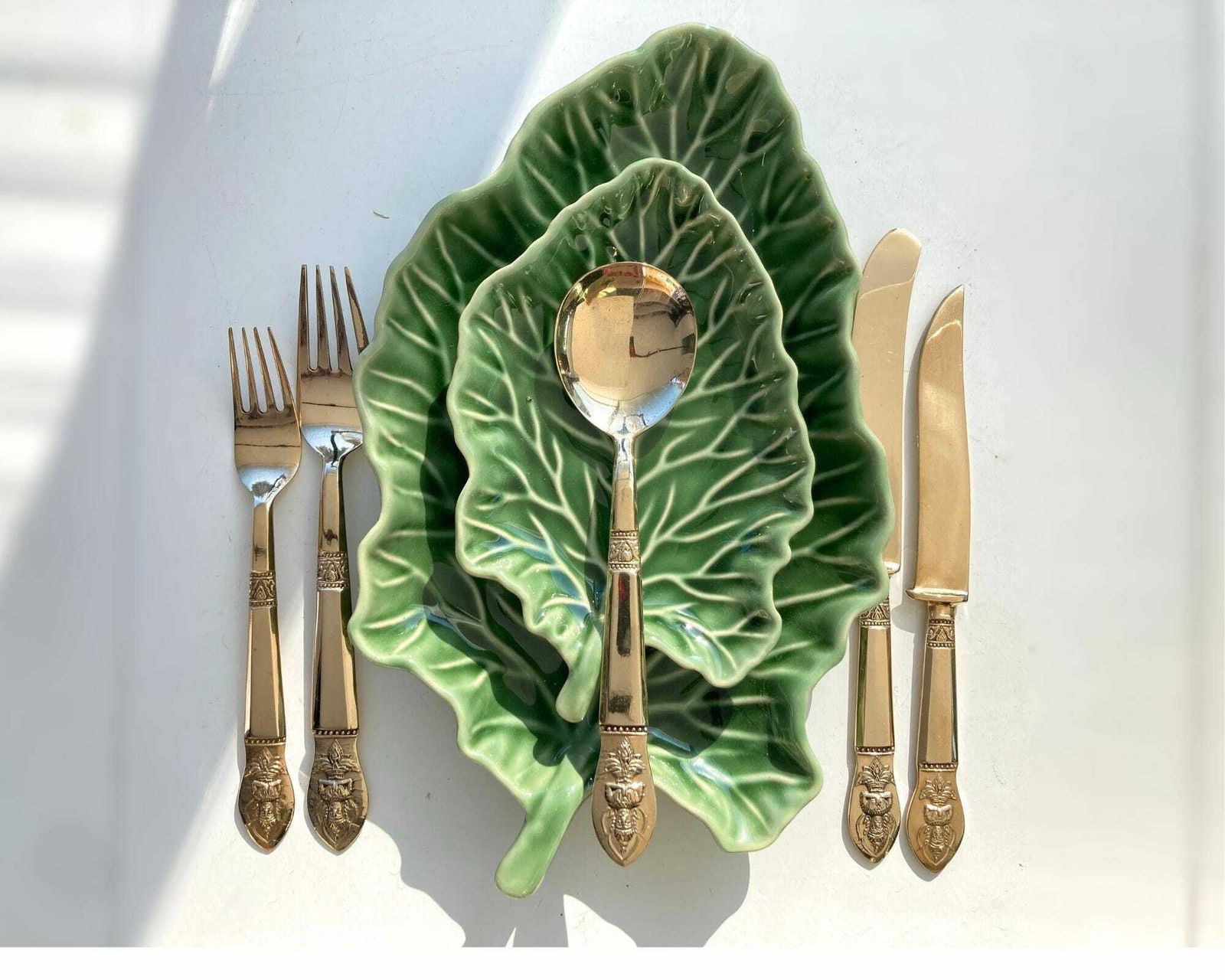 Vintage Bamboo Flatware | Solid Brass Bronze | Polished To New photo furniture