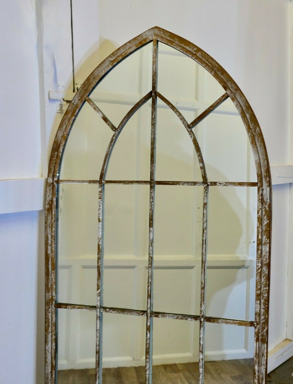 Tall Industrial Style Arched Window Mirror photo 1056.0