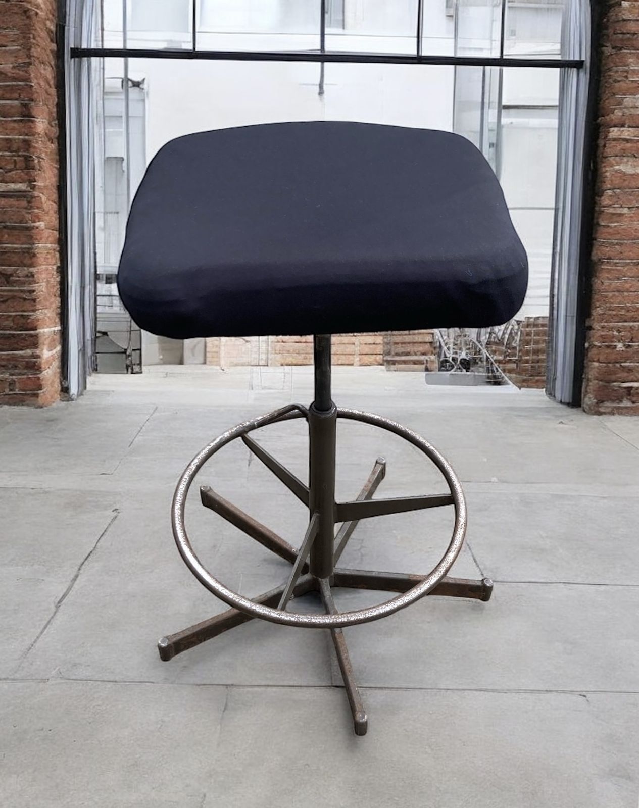 Rare Mid Century Roc Industrial Swivel Stool (1950s–70s), Adjustable Height photo buy