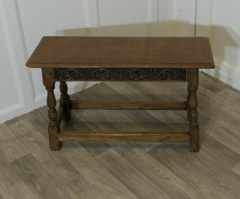 Arts And Crafts Carved Country Golden Oak Joint Stool Window Seat, Hall Bench photo Furniture