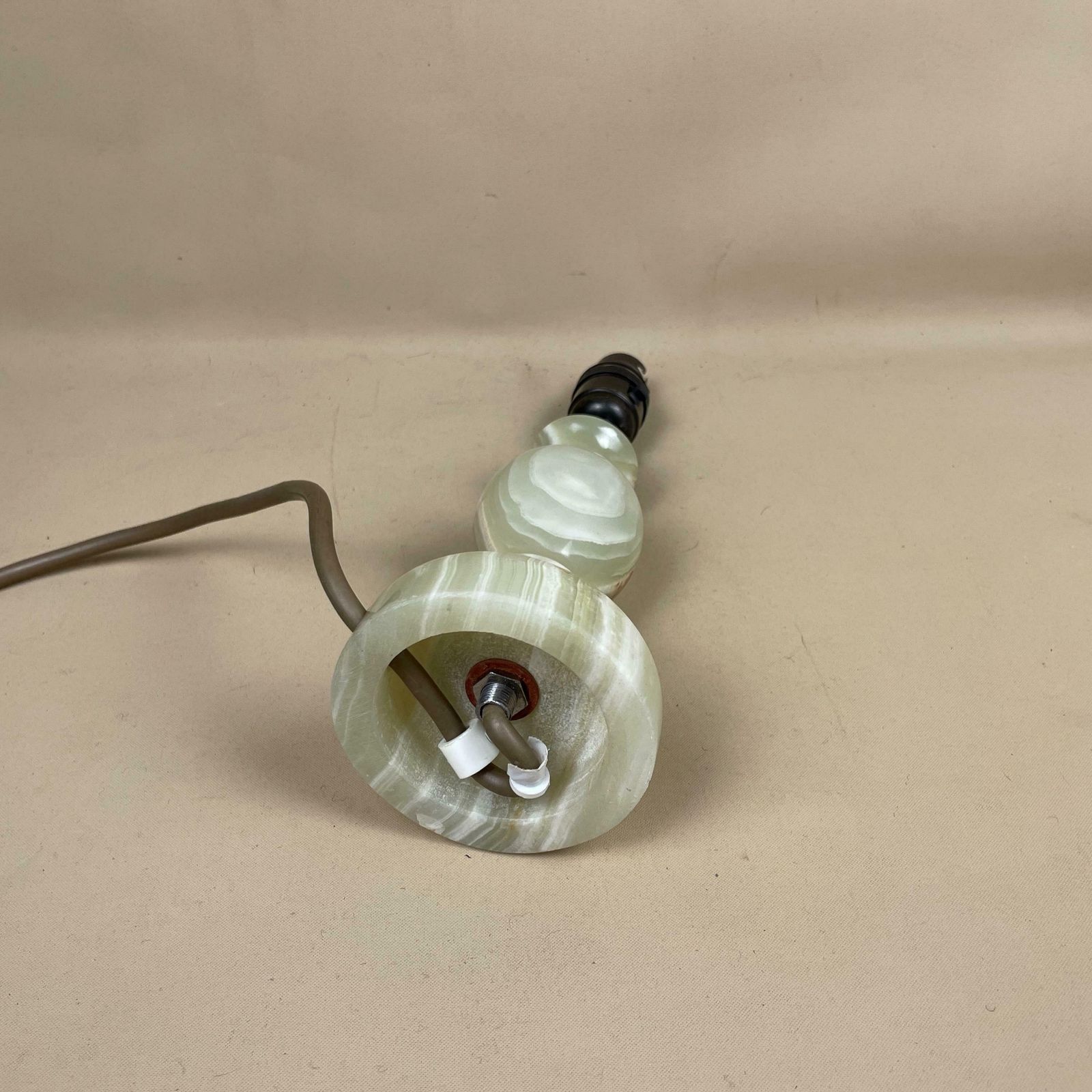 Antique Onyx Marble Lamp Light Green Gold Brass Bedside Side Table Desk Marbled Patterned Vintage Downton Stone Heavy photo buy