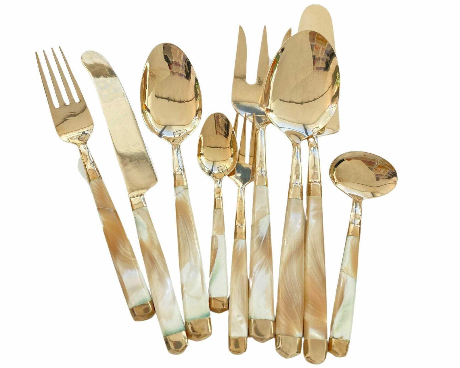 Vintage Bamboo Flatware | Onyx And Brass | Polished To New