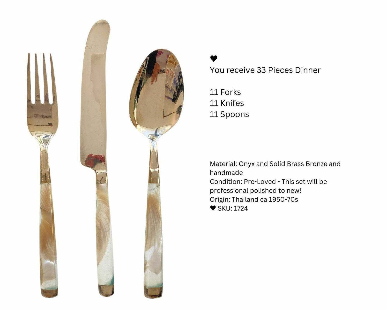 Vintage Bamboo Flatware | Onyx And Brass | Polished To New photo Home Decor