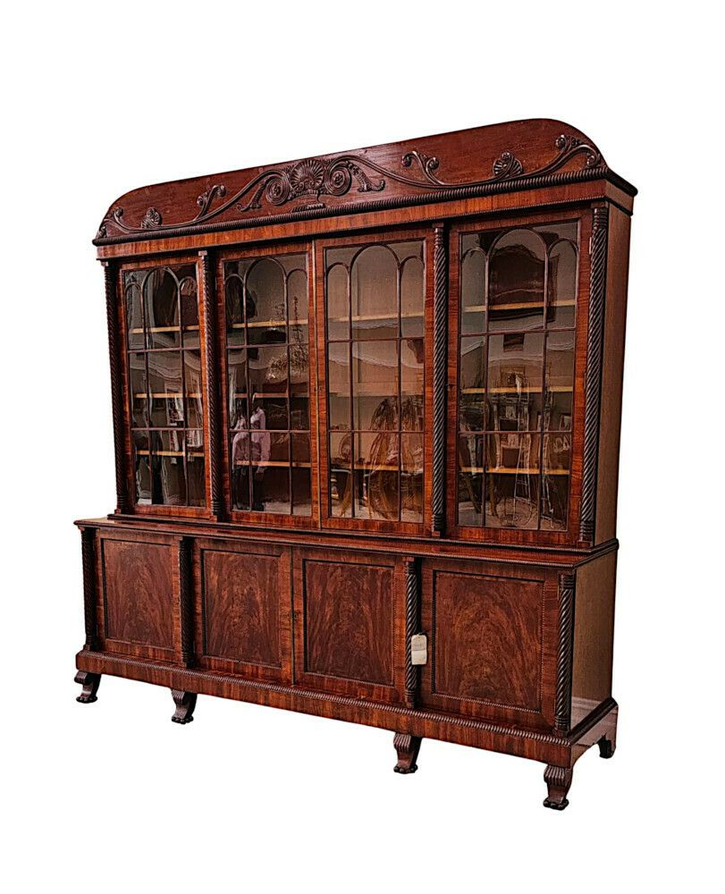 A Very Rare Early 19th Century Irish Flame Mahogany Bookcase photo furniture