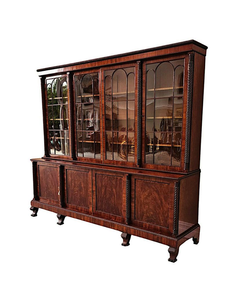 A Very Rare Early 19th Century Irish Flame Mahogany Bookcase photo for sale