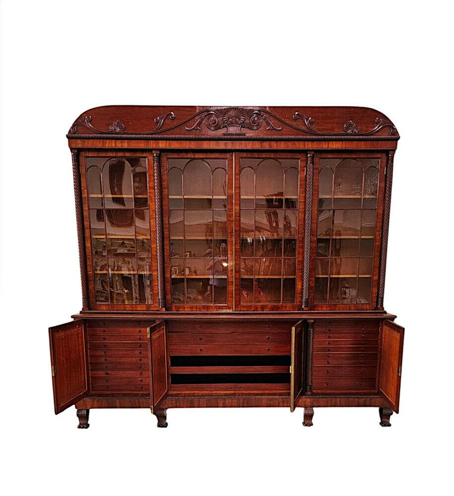 A Very Rare Early 19th Century Irish Flame Mahogany Bookcase photo 41449.5054