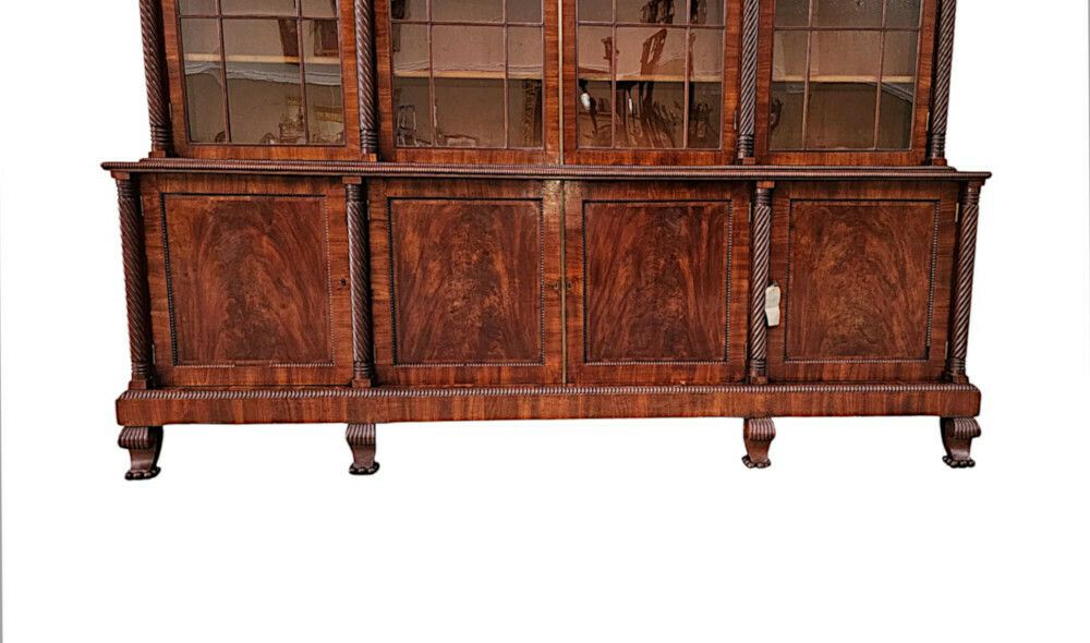 A Very Rare Early 19th Century Irish Flame Mahogany Bookcase photo vintage