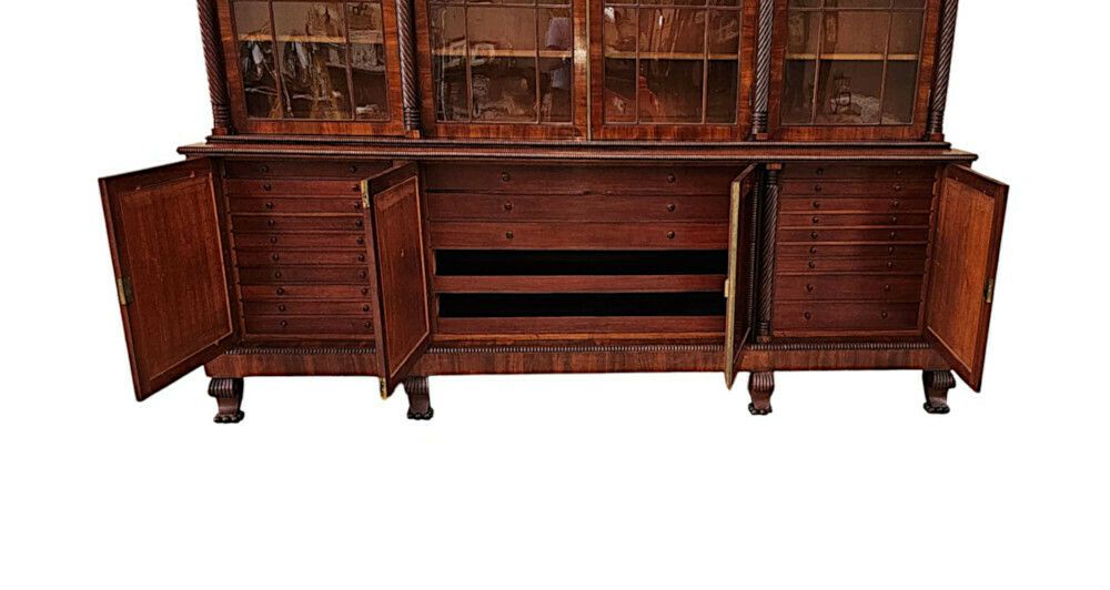 41449.5054 A Very Rare Early 19th Century Irish Flame Mahogany Bookcase photo