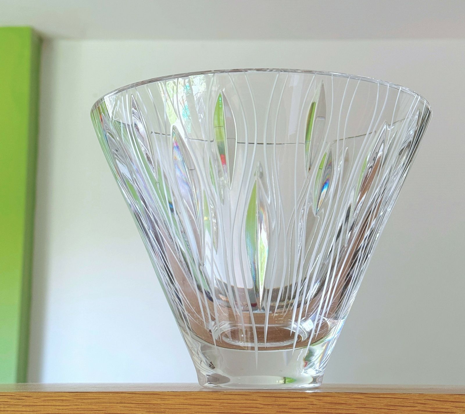 Mid Century Stuart Crystal Cut Glass Bowl Designed By John Luxton Circa 1965 photo vinterior