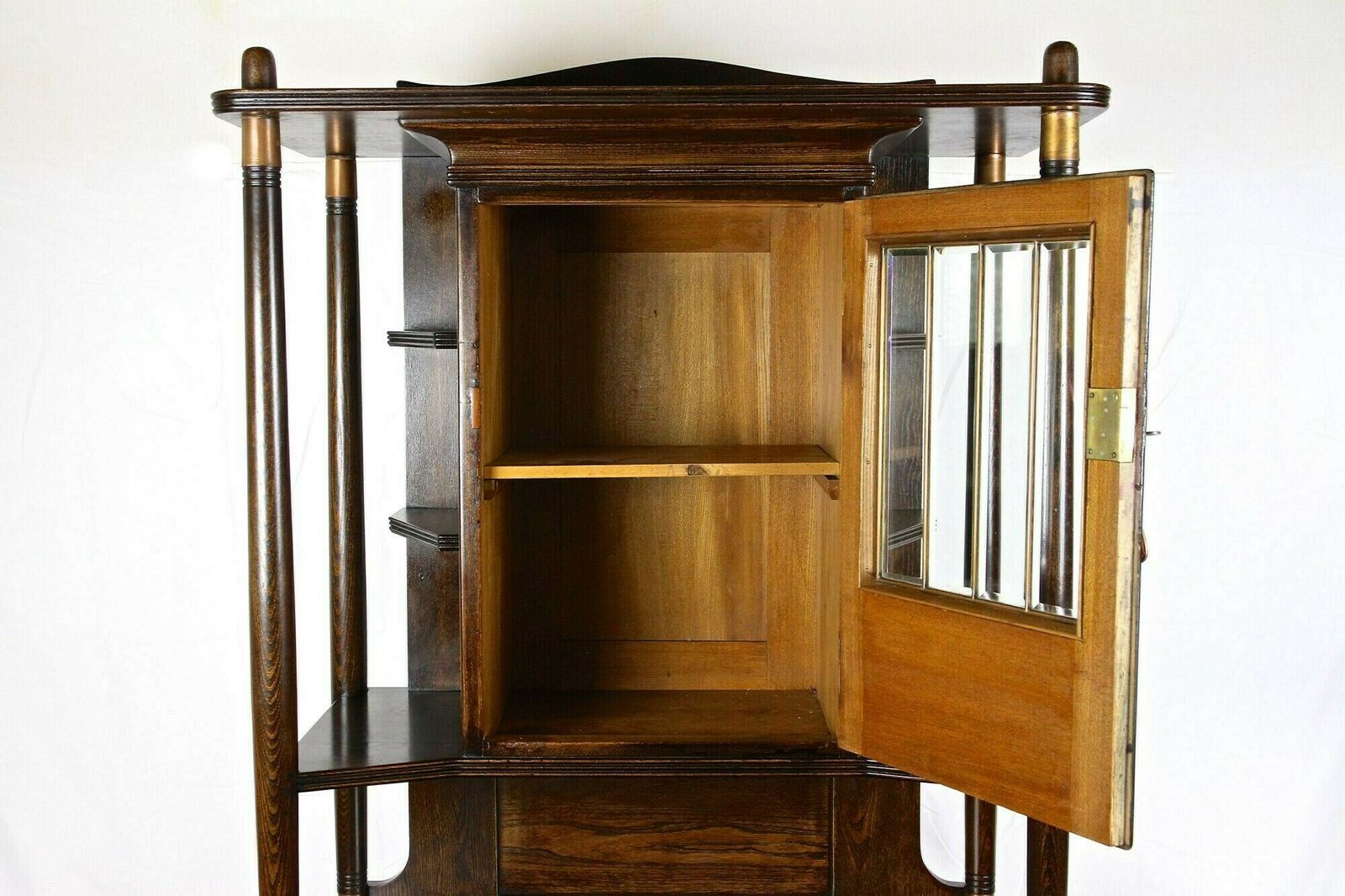 Art Nouveau Oak Cabinet/ Buffet/ Credenza With Copper Elements, Austria Ca. 1910 photo furniture