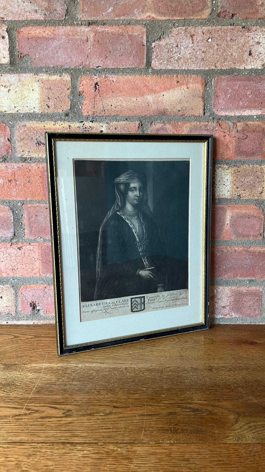 1714 Antique Mezzotint Picture By John Faber Portraying Elizabeth De Clare, Lady De Burgh