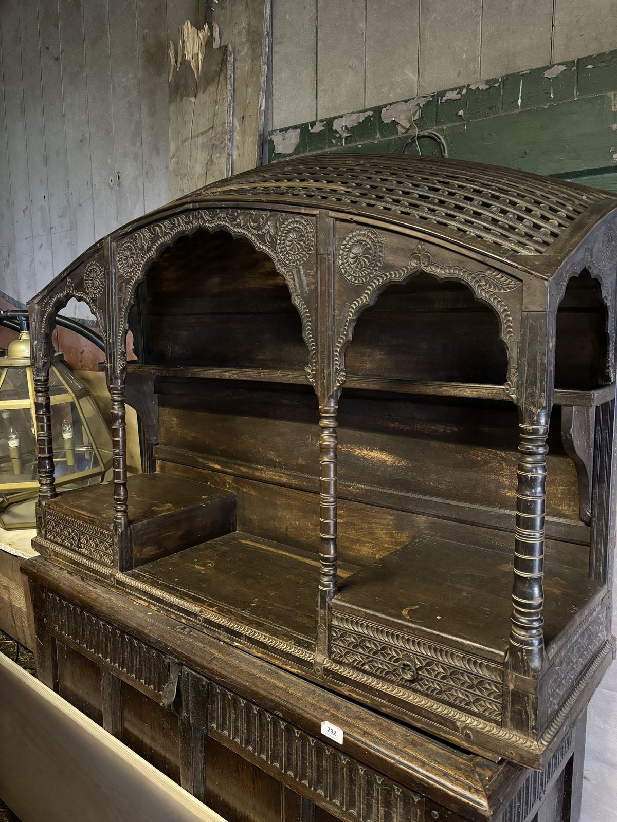 Large Anglo Indian Covered Shelf Unit