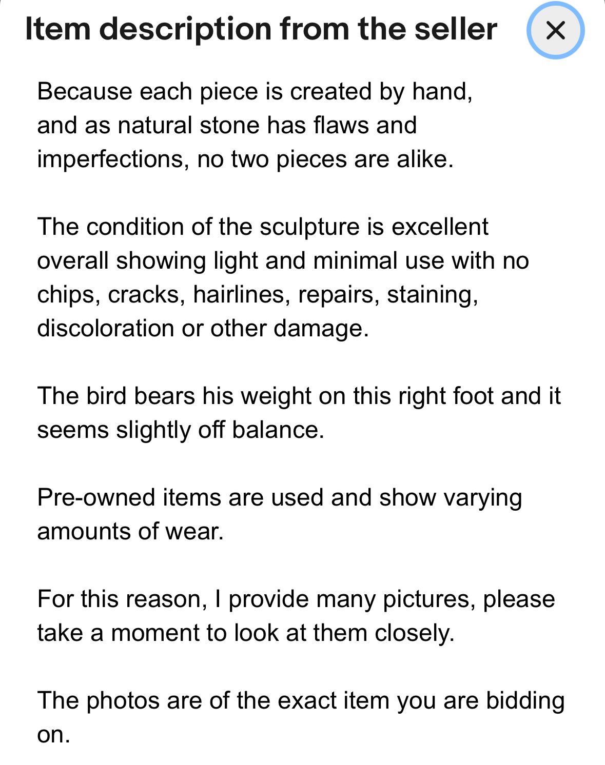 photo furniture Bernard Nkanjo Zimbabwe Shona Bird Sculpture With Iron Feet In Serpentinite
