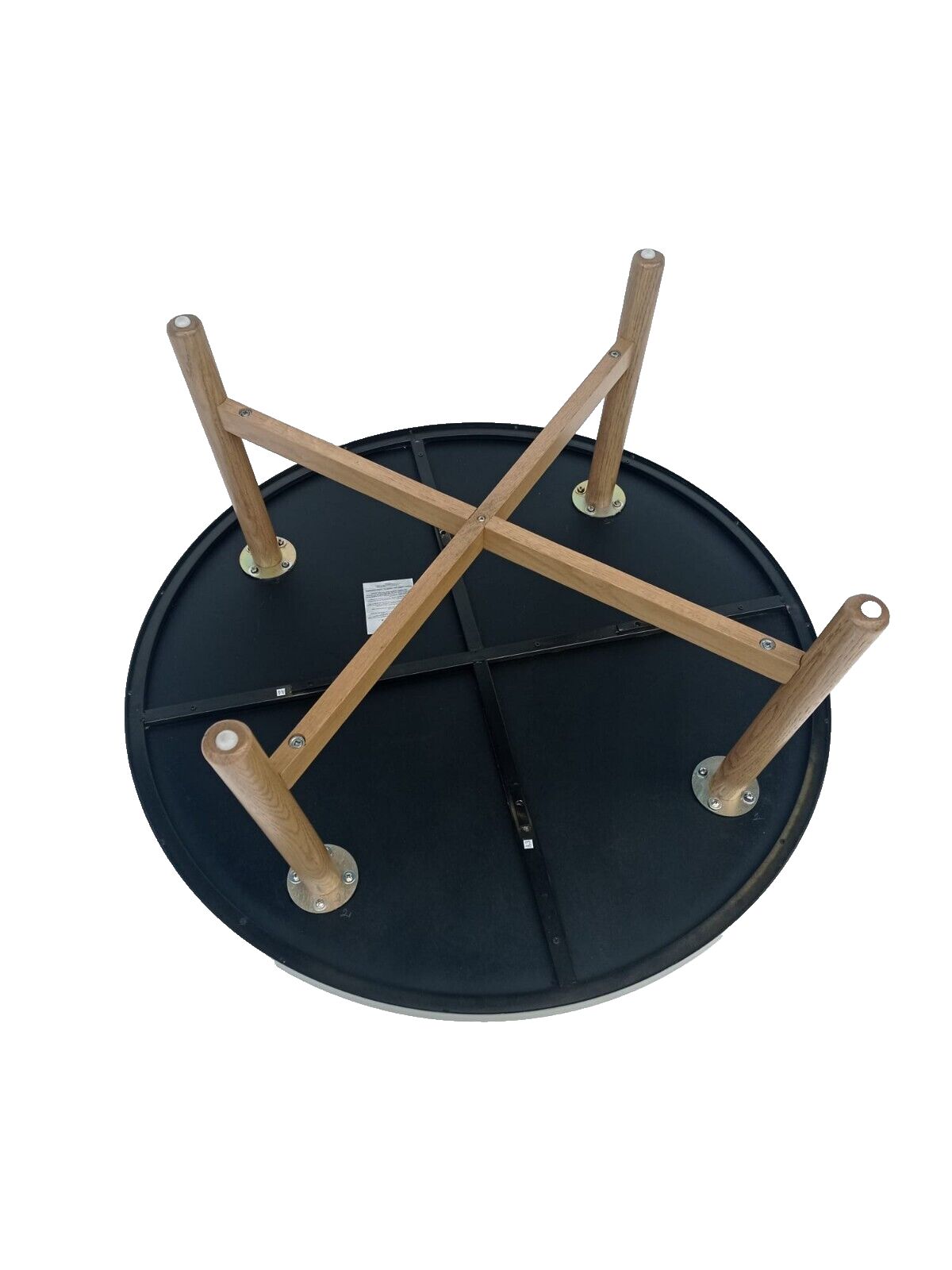 John Lewis Coffee Table With Round Glass Top And Wooden Legs. 90cm Dia/39cm High photo buy