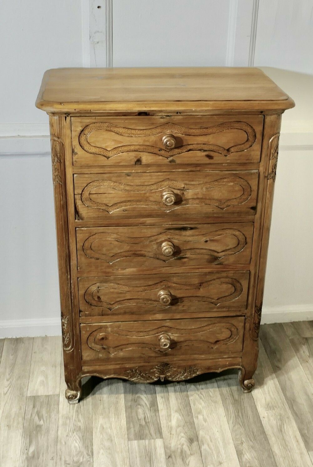 French Style Golden Pine Commode Chest Of Drawers photo furniture