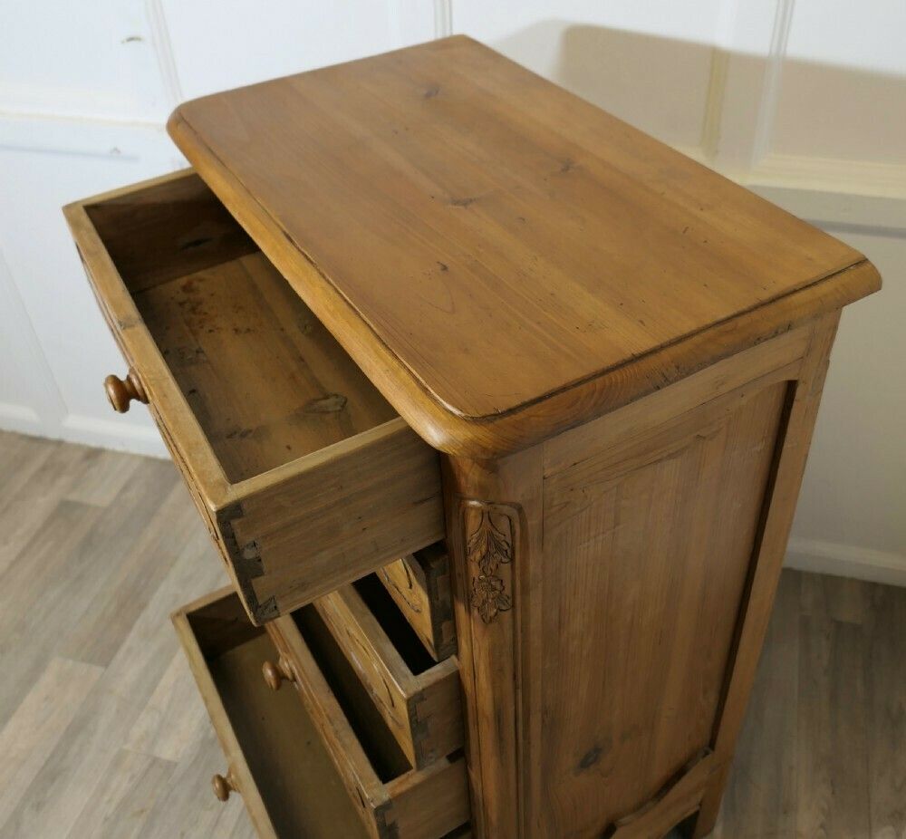 French Style Golden Pine Commode Chest Of Drawers photo vintage