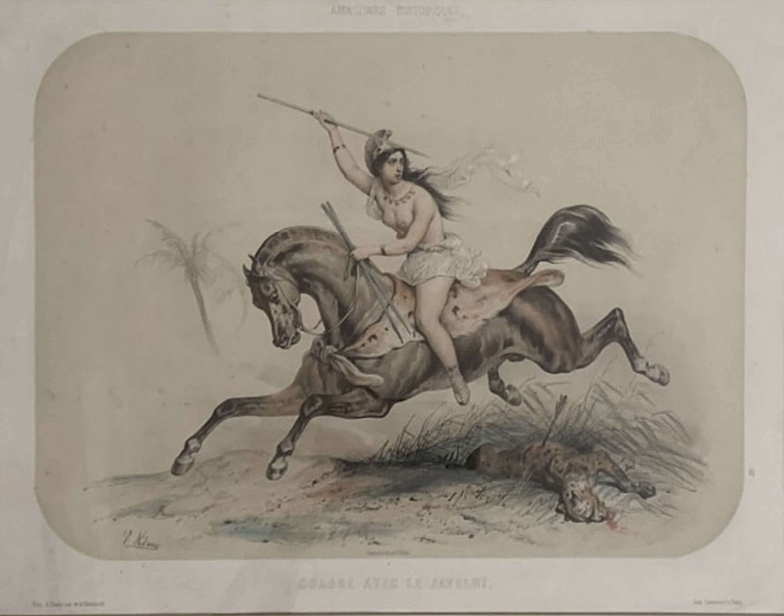 photo for sale Victor Adam A Fabulous Set Of Six Lithographs 1851 'Amazones'