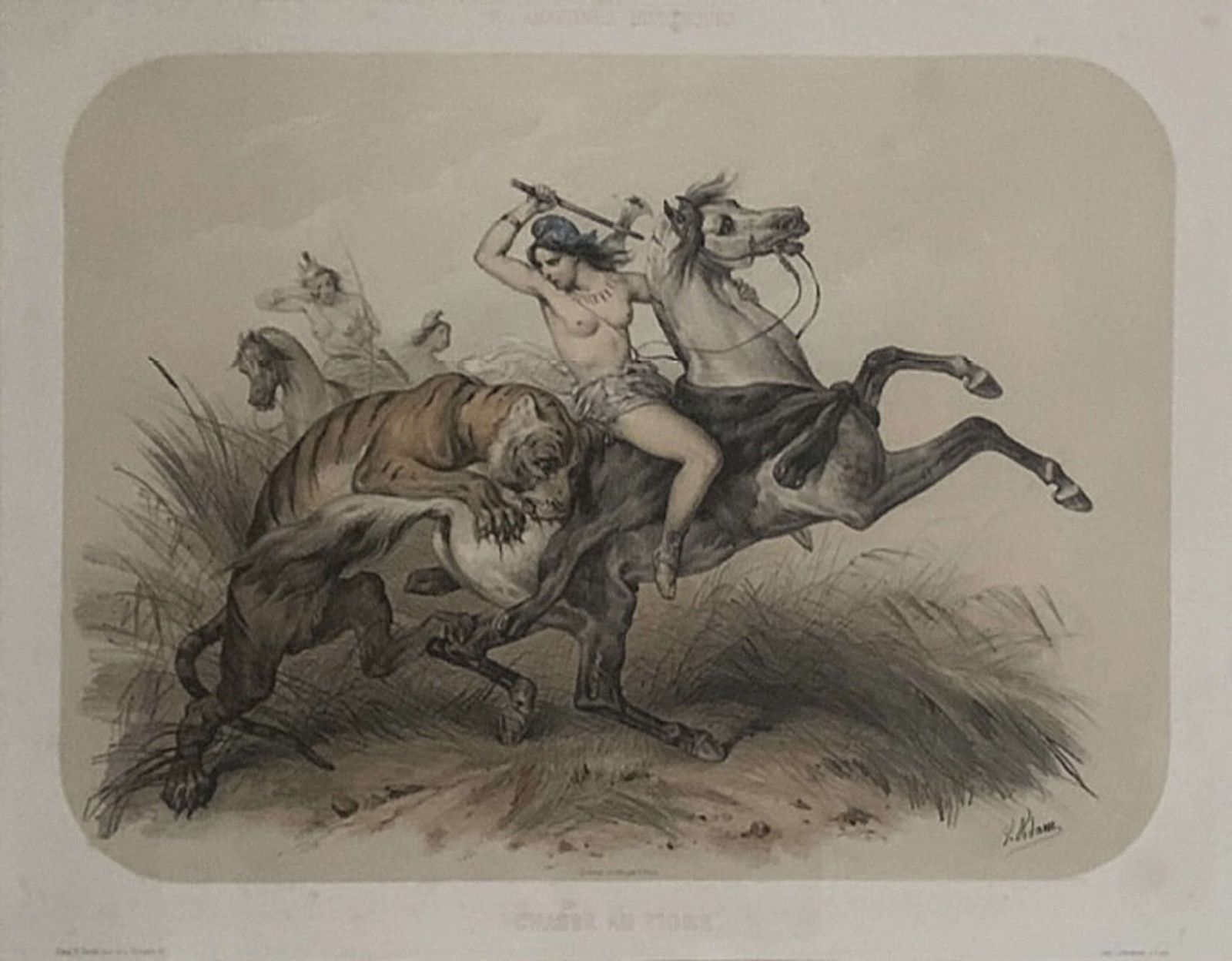 Art Victor Adam A Fabulous Set Of Six Lithographs 1851 'Amazones' photo
