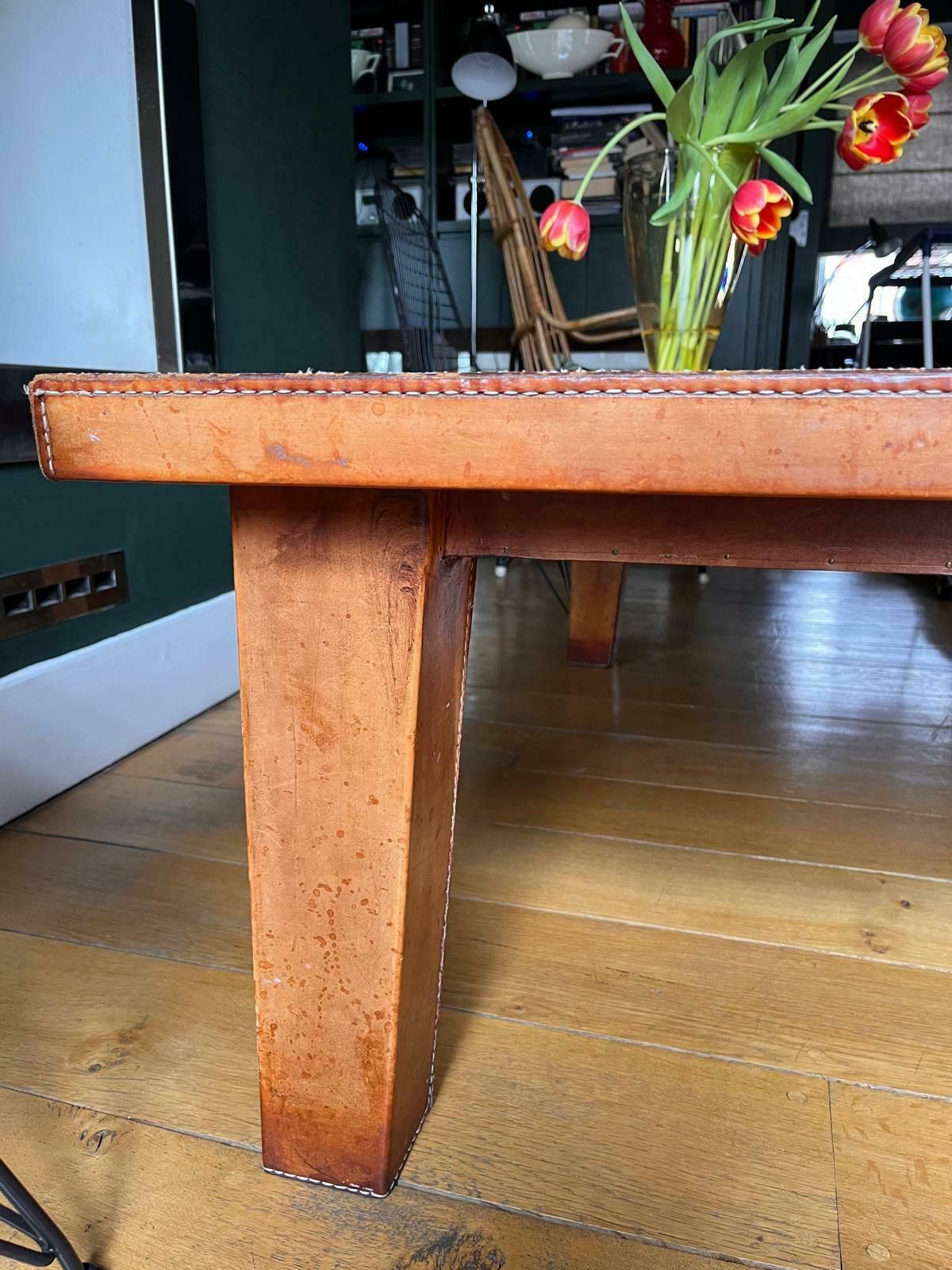 90's Designer Vintage Tan Leather Coffee Table By Succession Notting Hill photo furniture
