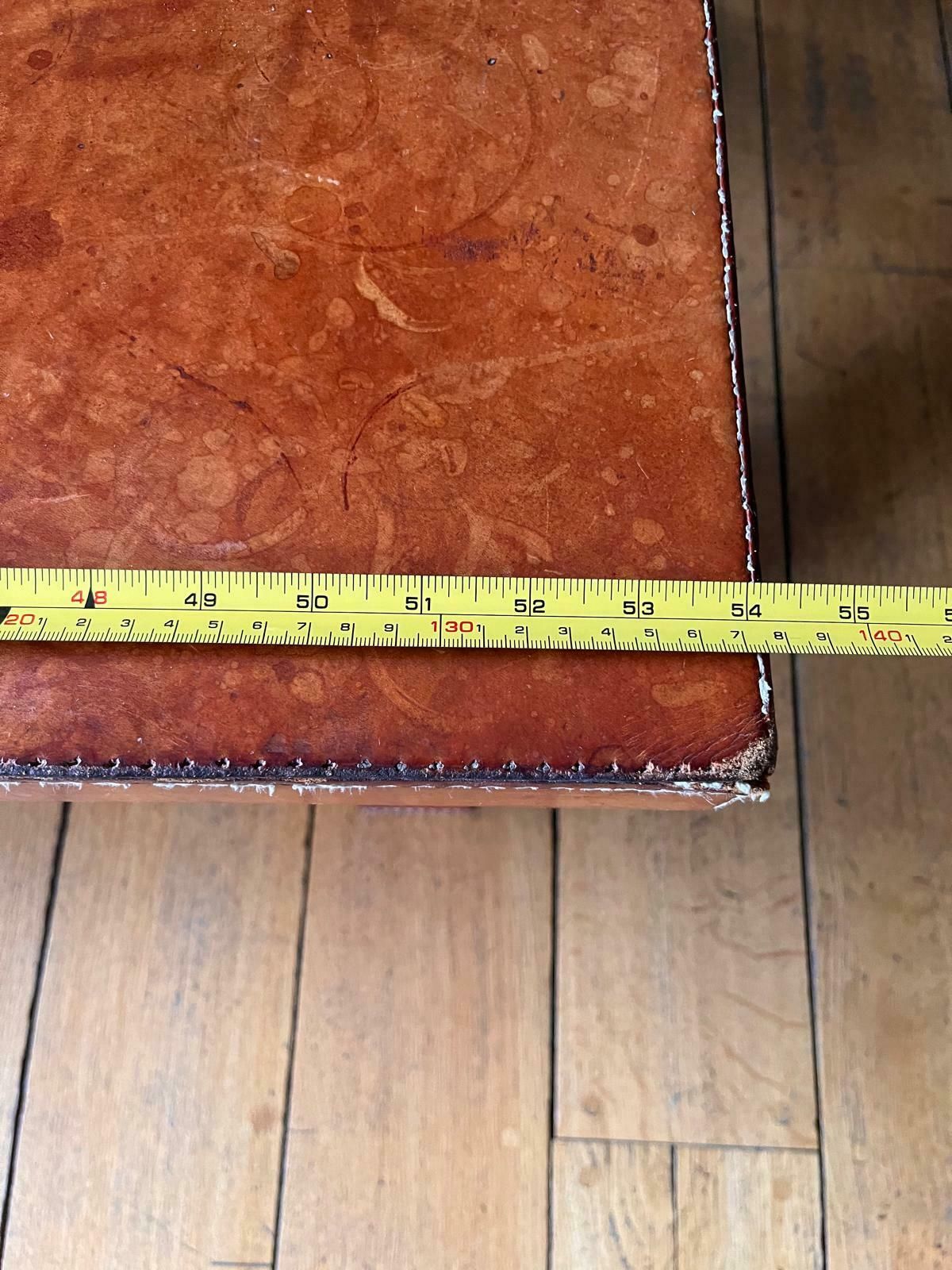 photo for sale 90's Designer Vintage Tan Leather Coffee Table By Succession Notting Hill