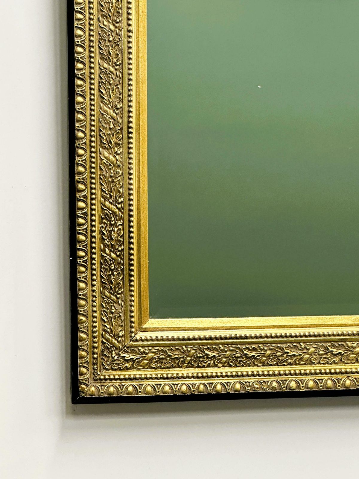 Vintage Rectangular Classical Gold And Black Mirror. France, 1970s. photo 604.0