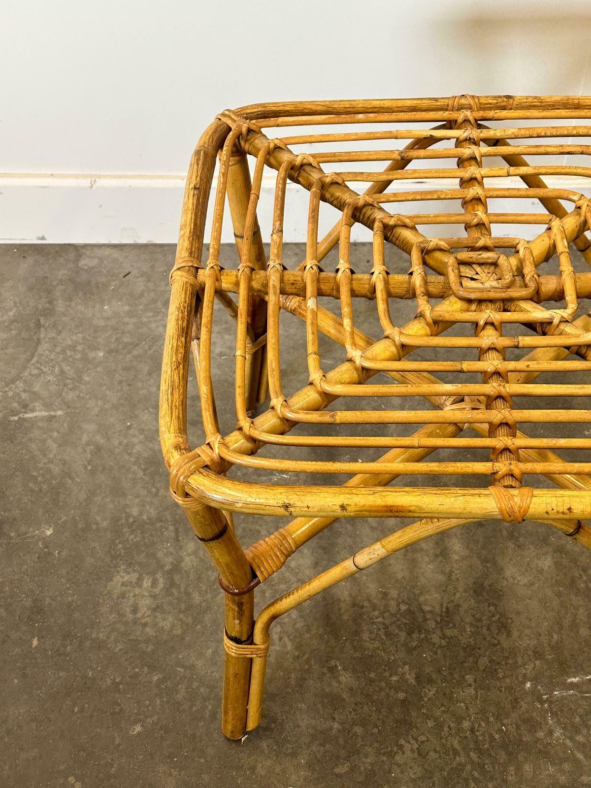 Vintage Italian Bamboo Square Coffee Table, 1960s. photo furniture