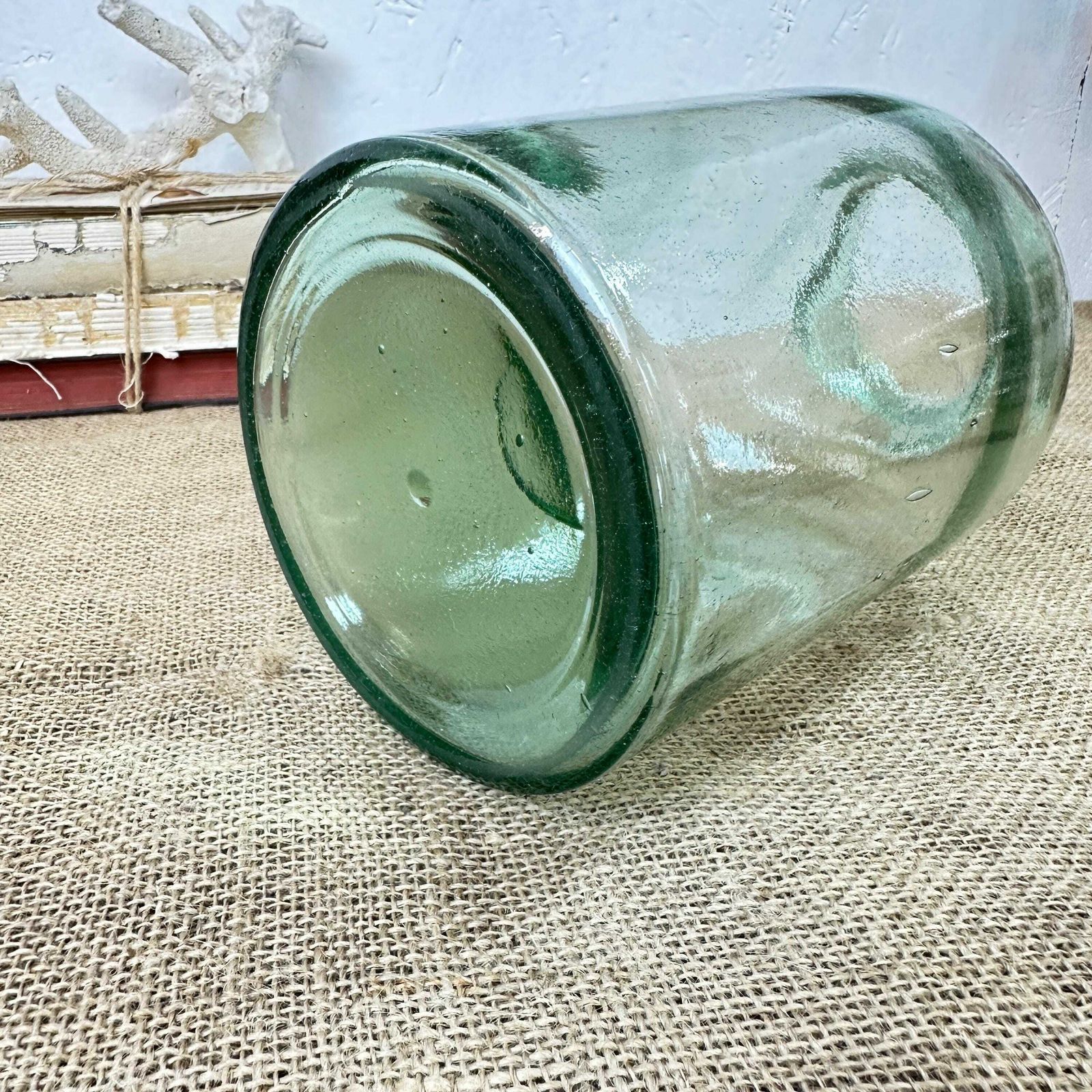 Vintage Green Handblown Glass Apothecary Bottle/Jar   Propagating Bottle Vase photo vinterior