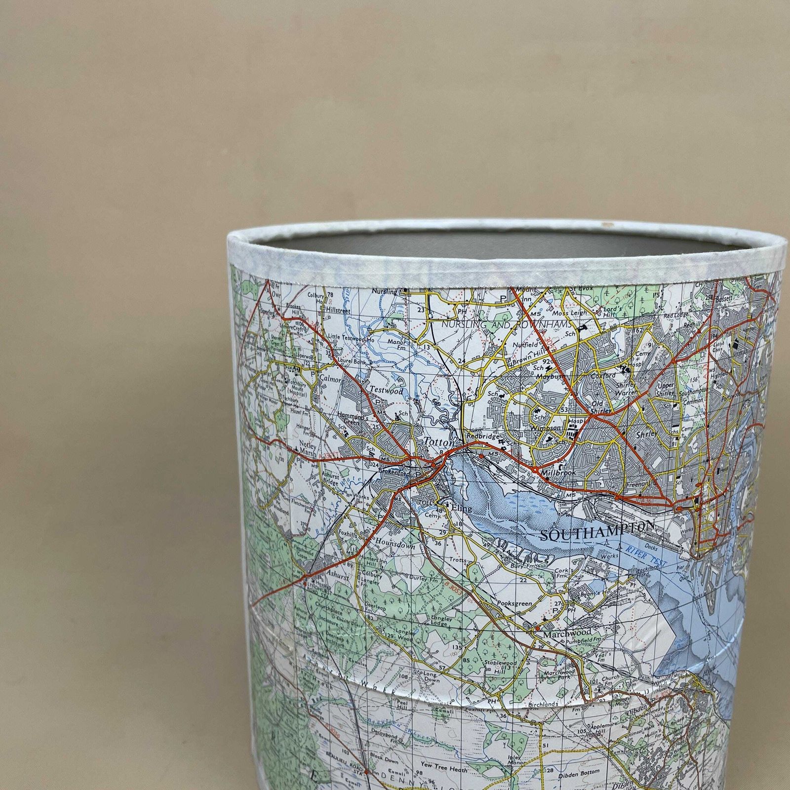 Unique Map Shade Hampshire Uk Lampshade Cylinder Drum Blue Neutral Lamp Shade Bedroom Geography photo furniture