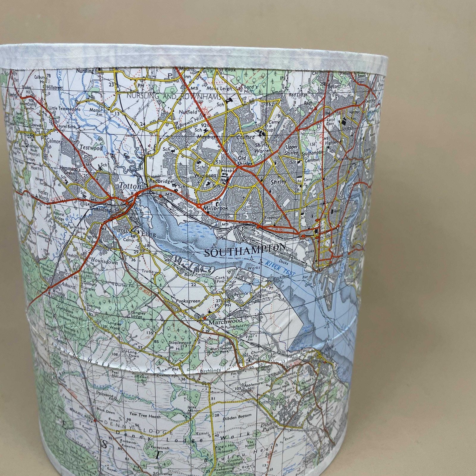 Unique Map Shade Hampshire Uk Lampshade Cylinder Drum Blue Neutral Lamp Shade Bedroom Geography photo for sale