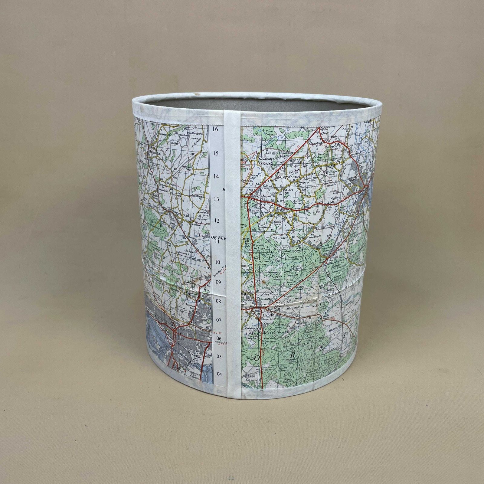 Unique Map Shade Hampshire Uk Lampshade Cylinder Drum Blue Neutral Lamp Shade Bedroom Geography photo 55.0