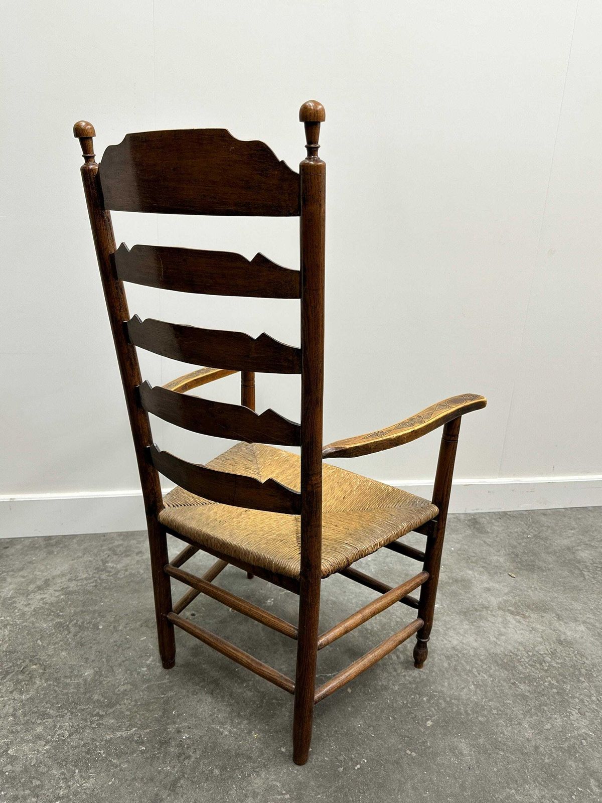 photo for sale 19th Century Handcrafted And Carved Ladder Back Chair, Circa 1840s.