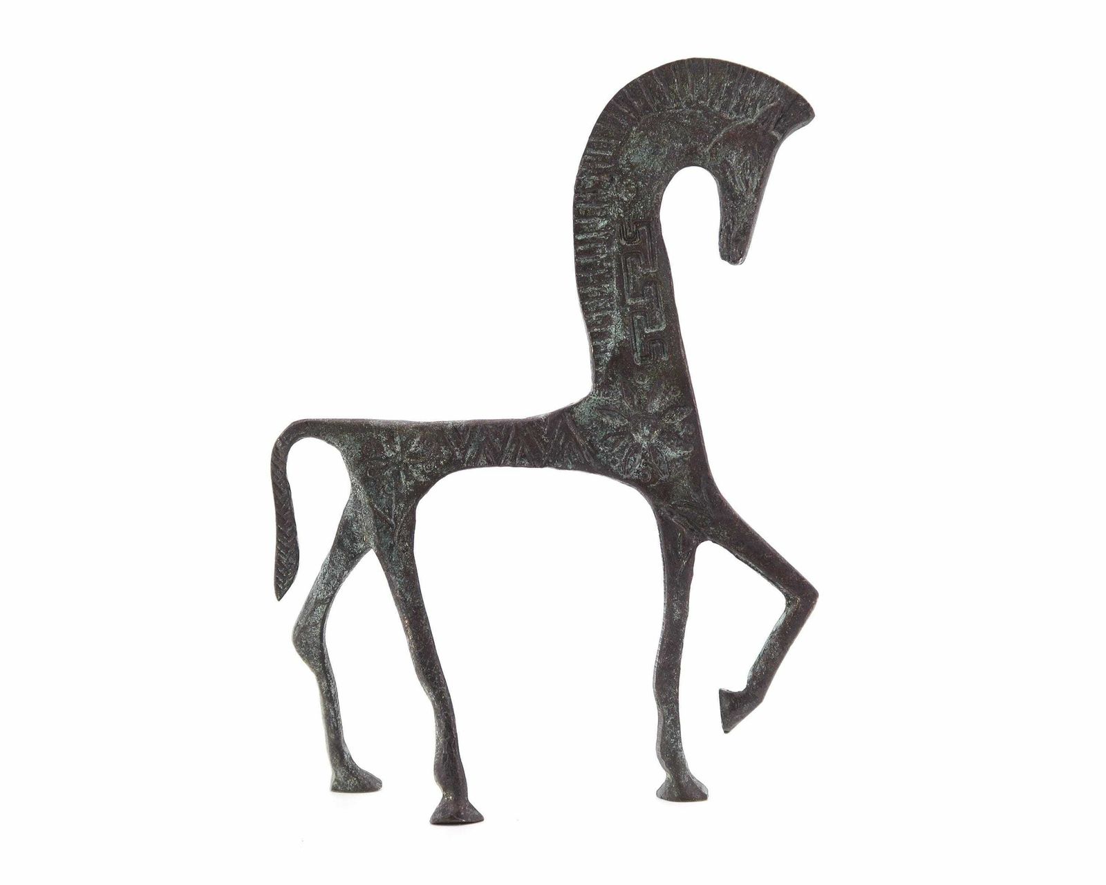 Bronze Etruscan Greek Horse, Frederic Weinberg Style, 1950s / Vintage, Animal, Statue, Boho Chic, Folk, Sculpture photo for sale
