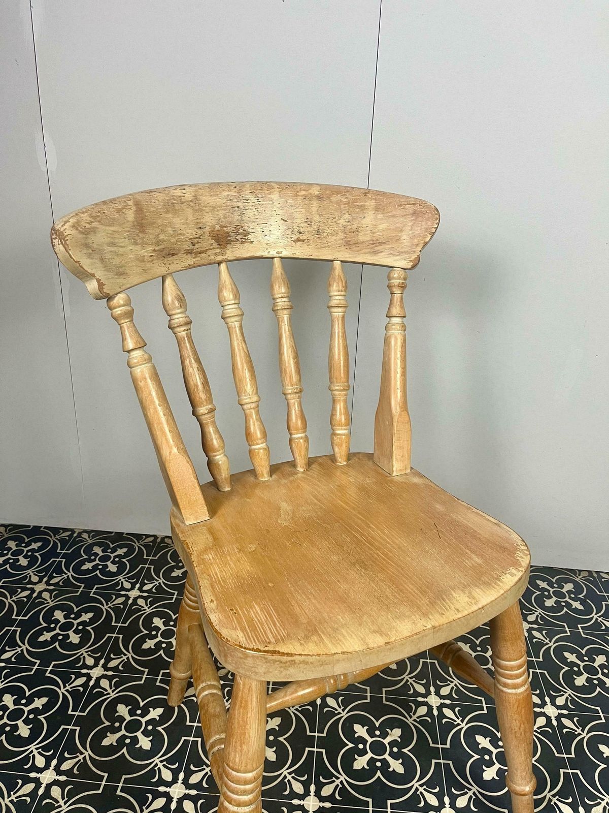 Vintage Beech Shabby Chic Chair, Country Home, Interior Design, Kitchen Decor, Dining Room, Rustic Farmhouse photo Furniture