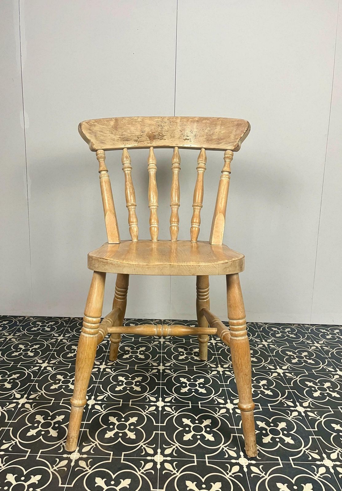 Vintage Beech Shabby Chic Chair, Country Home, Interior Design, Kitchen Decor, Dining Room, Rustic Farmhouse photo buy