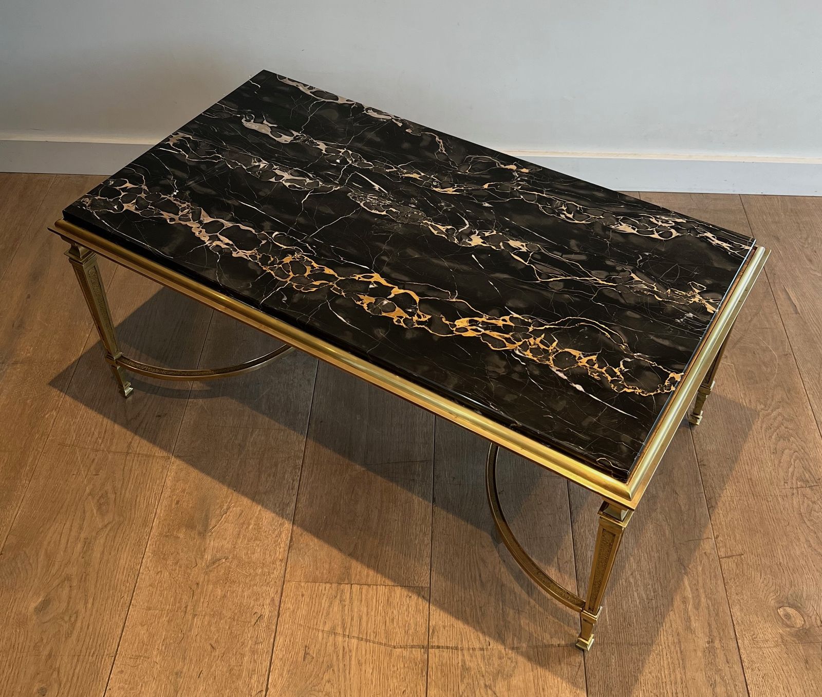 Bronze Coffee Table And Black Portor Marble Top In The Style Of Maison Jansen photo Furniture