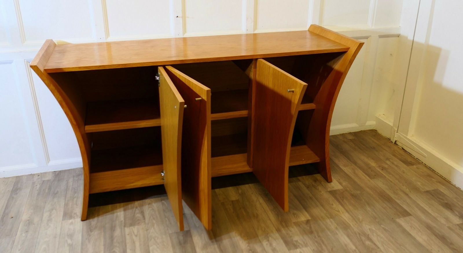 Elegant Designer 3 Door Sideboard In Golden Oak photo vintage