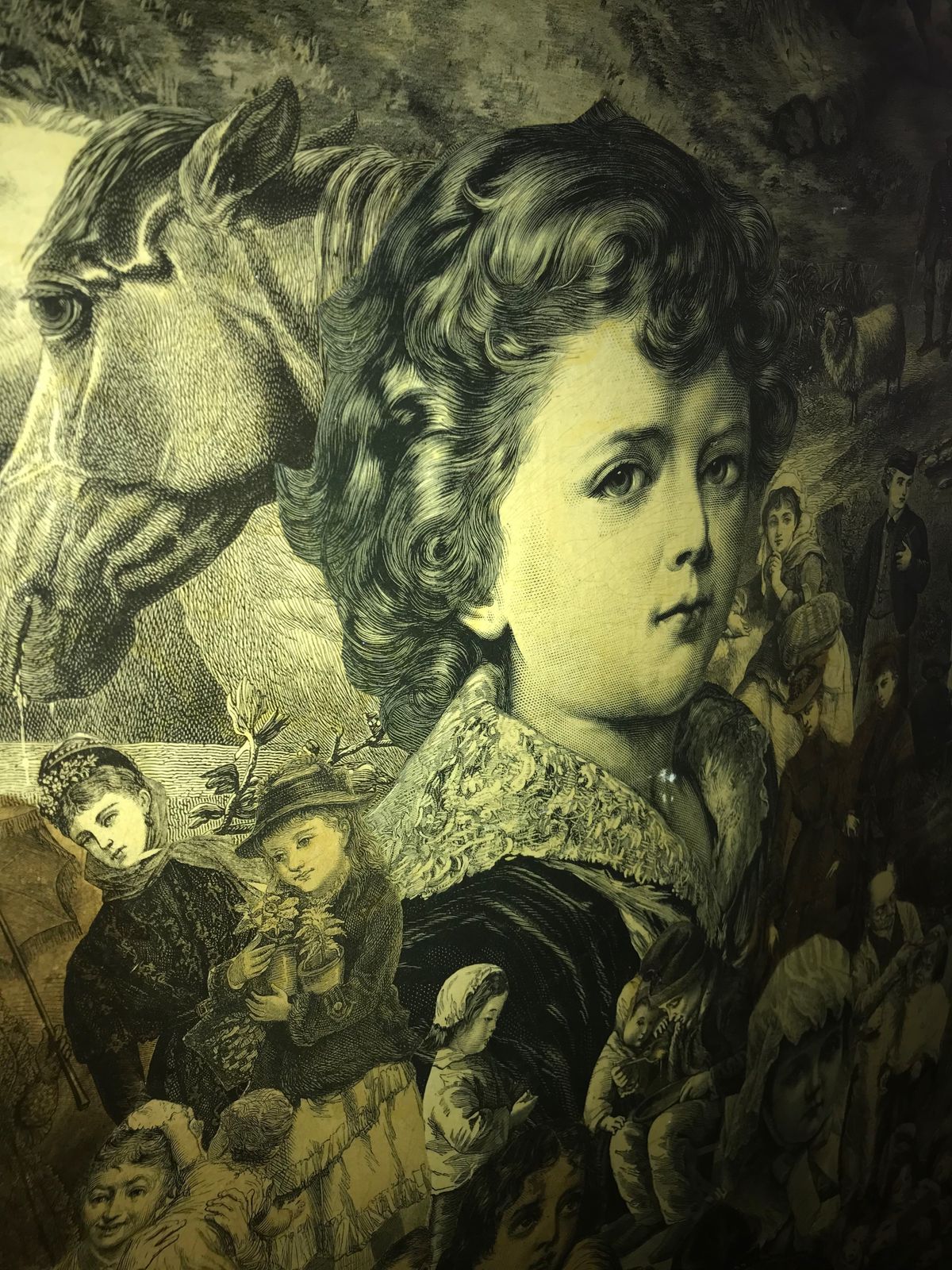 Victorian 4 Panel Scrap Screen photo buy