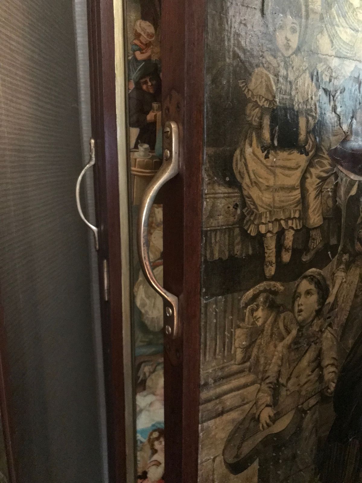 Victorian 4 Panel Scrap Screen photo vintage