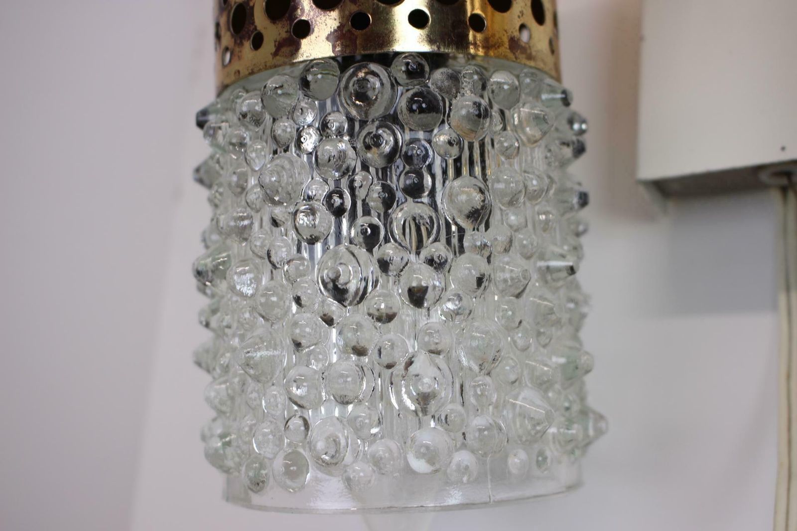 Lighting 1970s Pair Of Two Wall Lamps With Glass Shades, Germany photo