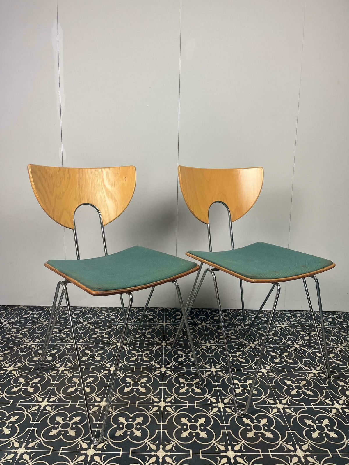 Unique Vintage German Designer Mikado Dining Chairs By Walter Leeman For Kusch + Co, Mid Century Modern, Retro Furniture photo buy