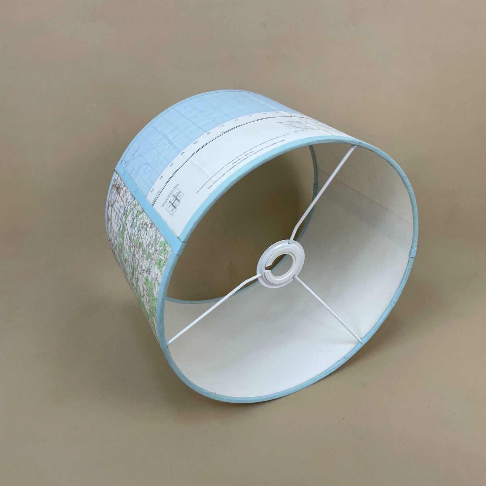 Unique Map Shade Hampshire Uk Lampshade Cylinder Drum Blue Neutral Lamp Shade Bedroom Geography photo vintage