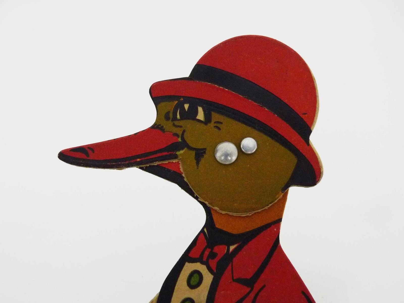 Antique Toy Vintage Animated Duck Push Up Cardboard Toy 1920s photo Home Decor