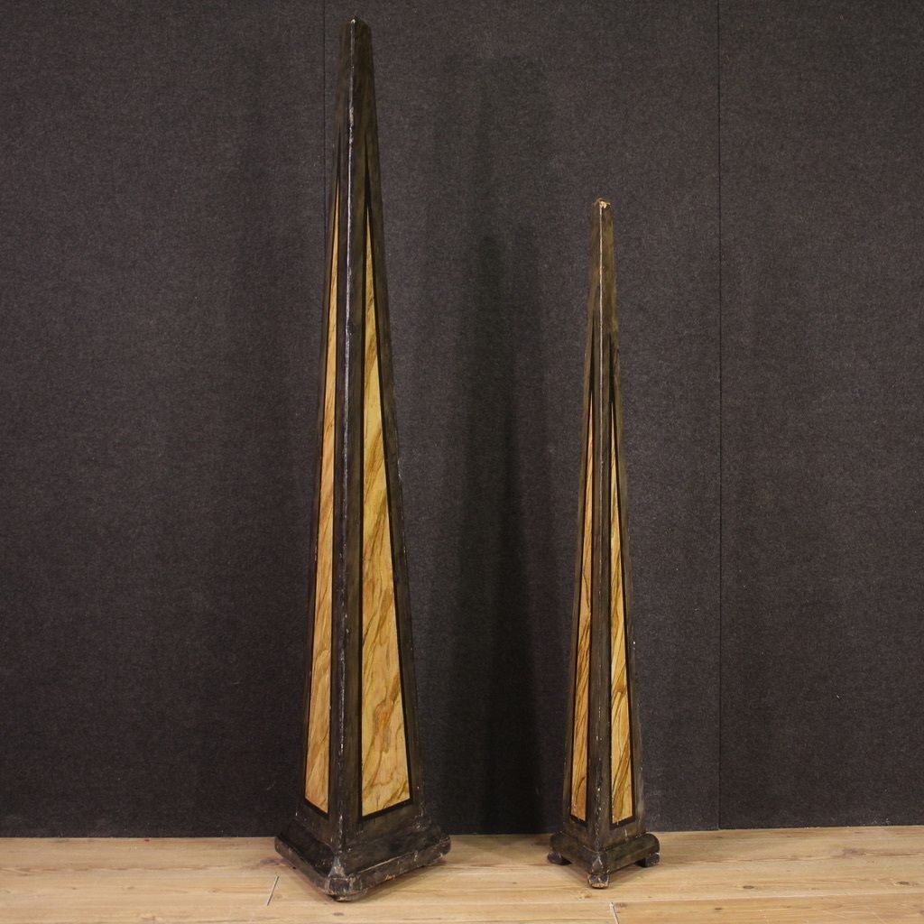 Great Painted Wooden Obelisks From The 20th Century