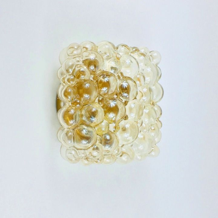 Mid Century Amber Bubble Glass Wall Light By Helena Tynell For Limburg, Germany, 1970s photo Lighting
