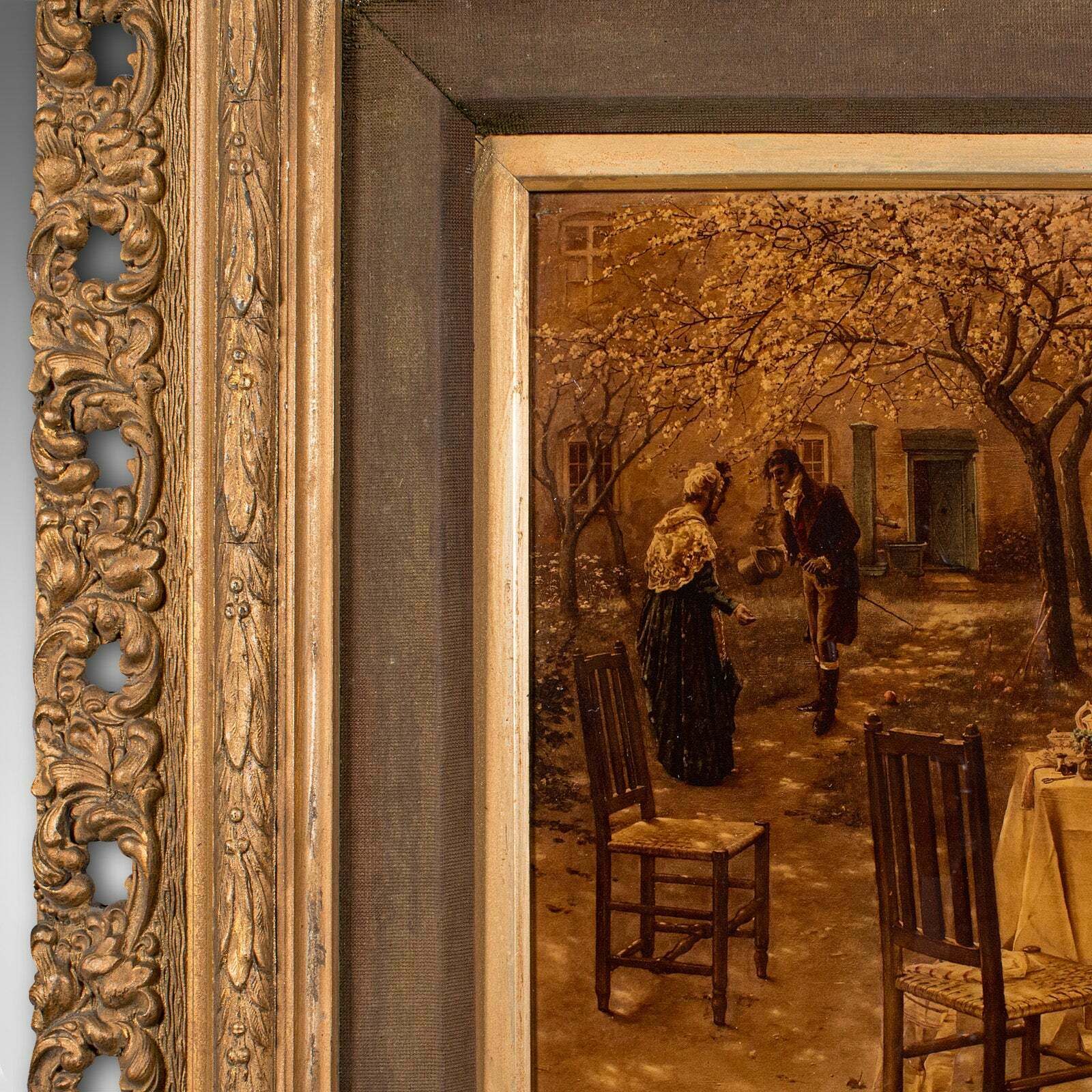 Antique Crystoleum Picture, German, Framed, Mezzotint Painting, Art, Victorian photo vinterior