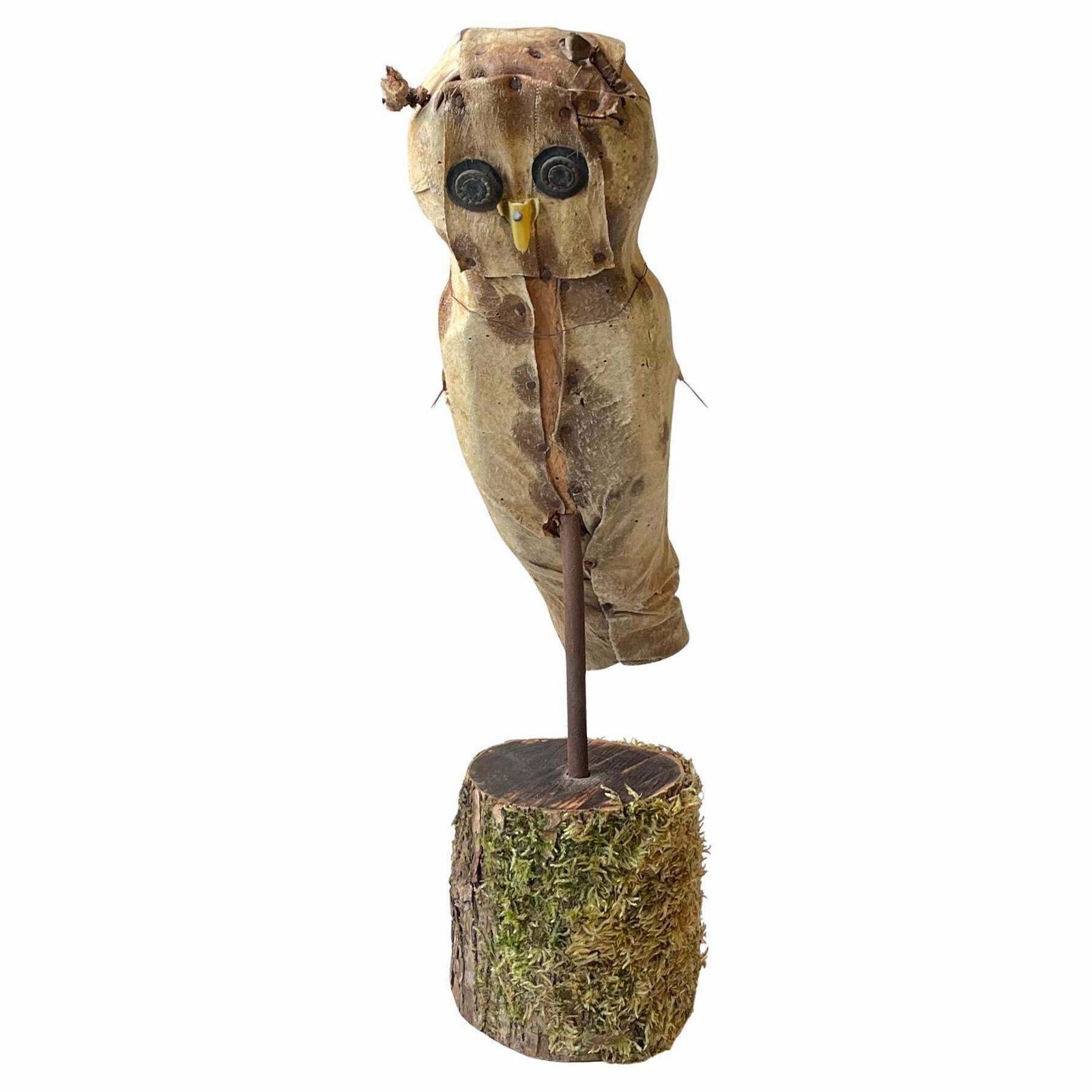 French Folk Art Owl Decoy   Bird Scarer, 1930s