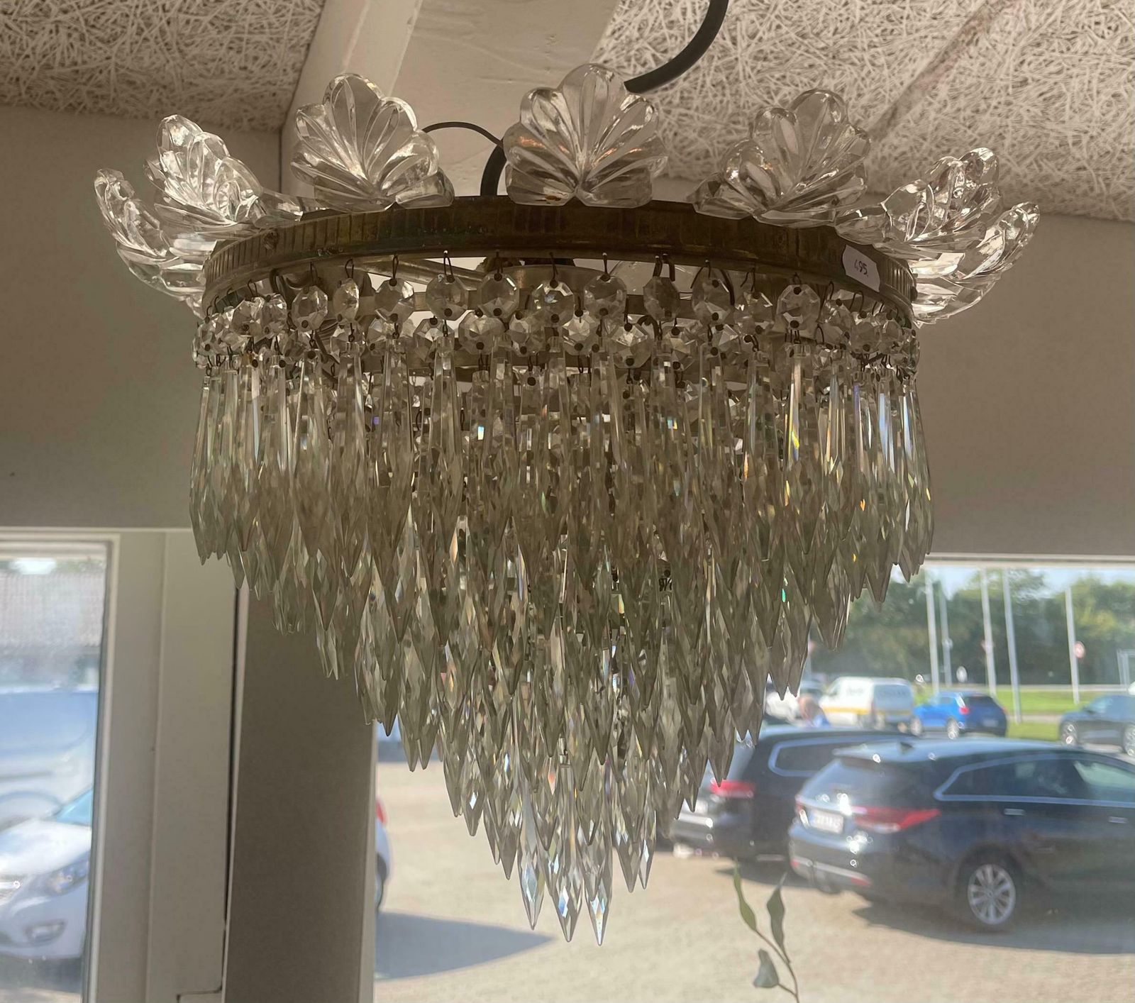 Italian Art Deco Crystal Plafonnier Chandelier With 100 Prisms, 1920s photo 2936.0