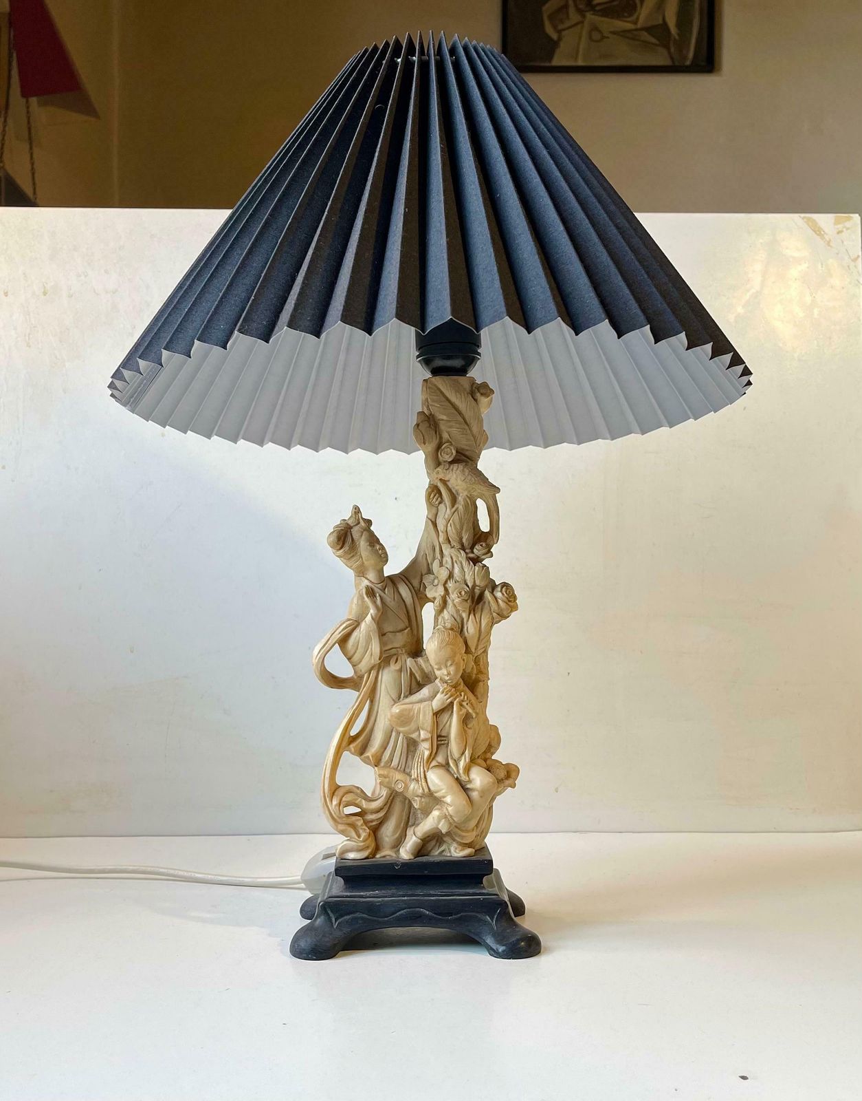 Italian Faux Ivory Geisha Table Lamp By Amilcare Santini, 1940s photo furniture